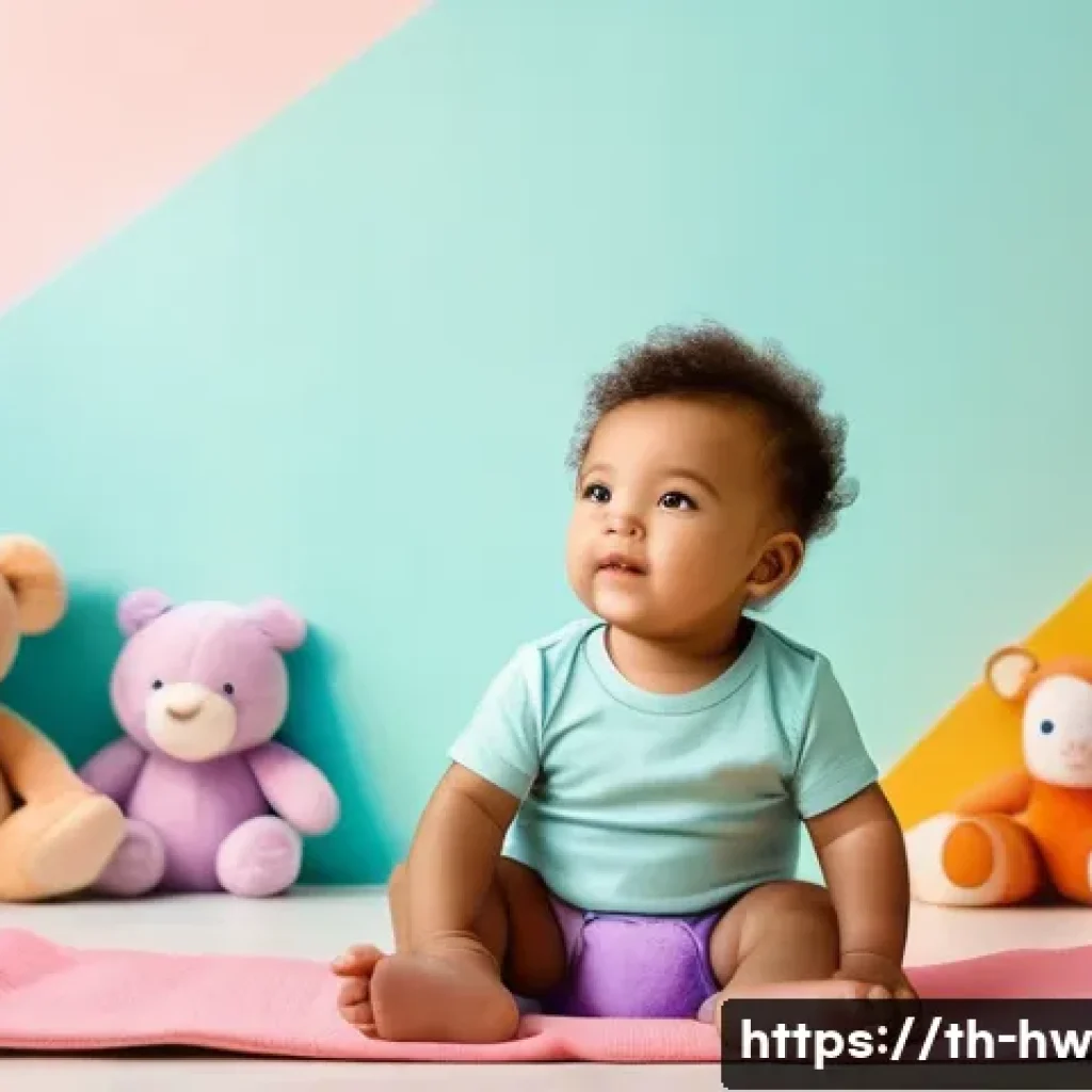 최적 성장 구간을 찾기 위한 전문 지식 활용 - **A cute toddler, wearing a cloth diaper, sitting on a brightly colored playmat surrounded by soft, ...