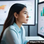 성장 구간 예측을 위한 통계 기법 - **Prompt:** A focused and determined young woman, dressed in a contemporary business casual outfit, ...