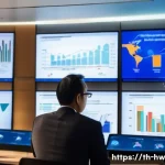 장기 성장 구간 분석을 위한 시나리오 플래닝 - A modern Thai business conference room with diverse professionals analyzing long-term trend data on ...