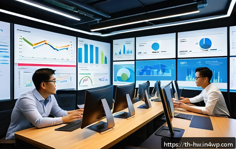 최적 성장 구간을 찾기 위한 시장 조사 방법 - A professional Thai marketing team in a modern office environment, deeply engaged in analyzing custo...
